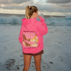 "Physical Touch" Oversized Lux Hoodie in Hot Pink