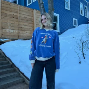 "Lovers Club" Crew Neck in Vintage Washed Blue