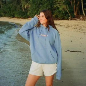 "Let's Watch the Sunset" Oversized Lux Hoodie in Blue