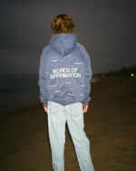 "Words of Affirmation" Oversized Lux Hoodie in Blue