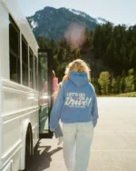 "Let's Go on a Drive" Oversized Lux Hoodie in Blue