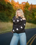 "Heart on My Sleeve" Puffer Jacket in Black