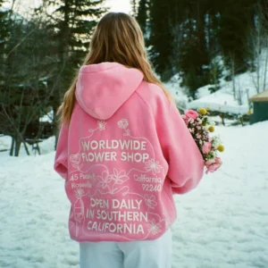 "Flower Shop" Oversized Lux Hoodie in Vintage Washed Pink