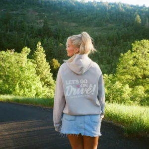 "Let's Go on a Drive" Oversized Lux Hoodie in Light Gray