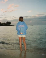 "Let's Watch the Sunset" Oversized Lux Hoodie in Blue