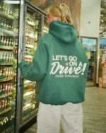 "Let's Go on a Drive" Oversized Lux Hoodie in Green