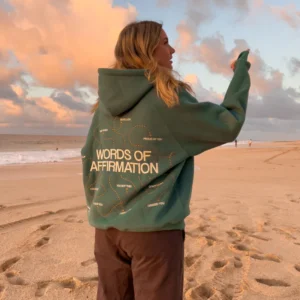 "Words of Affirmation" Oversized Lux Hoodie in Green