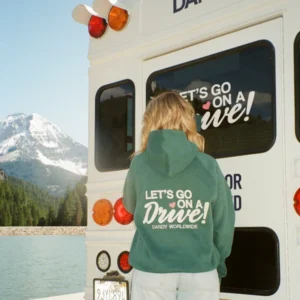 "Let's Go on a Drive" Oversized Lux Hoodie in Green