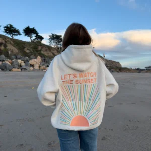 "Let's Watch the Sunset" Oversized Lux Hoodie in Heather Gray