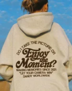 "Enjoy the Moment" Oversized Lux Hoodie in Heather Gray