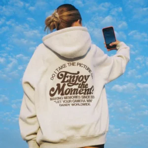 "Enjoy the Moment" Oversized Lux Hoodie in Heather Gray