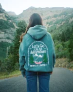 "Let's Go On An Adventure" Oversized Lux Hoodie in Pine Green