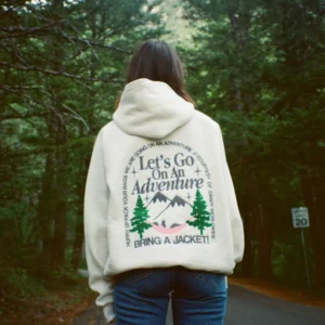 "Let's Go On An Adventure" Oversized Lux Hoodie in Heather Gray