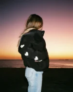 "Heart on My Sleeve" Puffer Jacket in Black