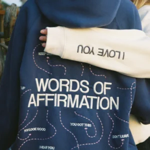 "Words of Affirmation" Oversized Lux Hoodie in Blue