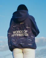 "Words of Affirmation" Oversized Lux Hoodie in Blue